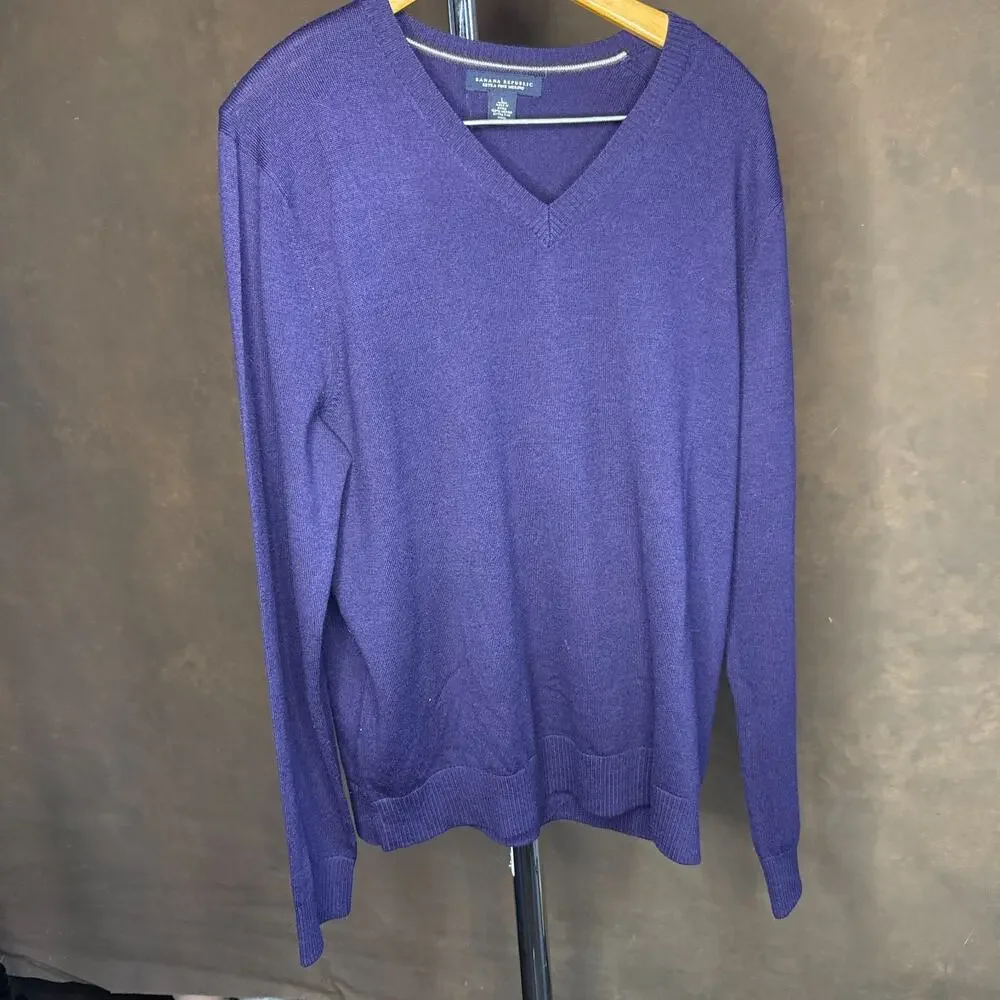 Banana Republic Merino Wool Sweater Men’s Large Purple Minimalist Old Money